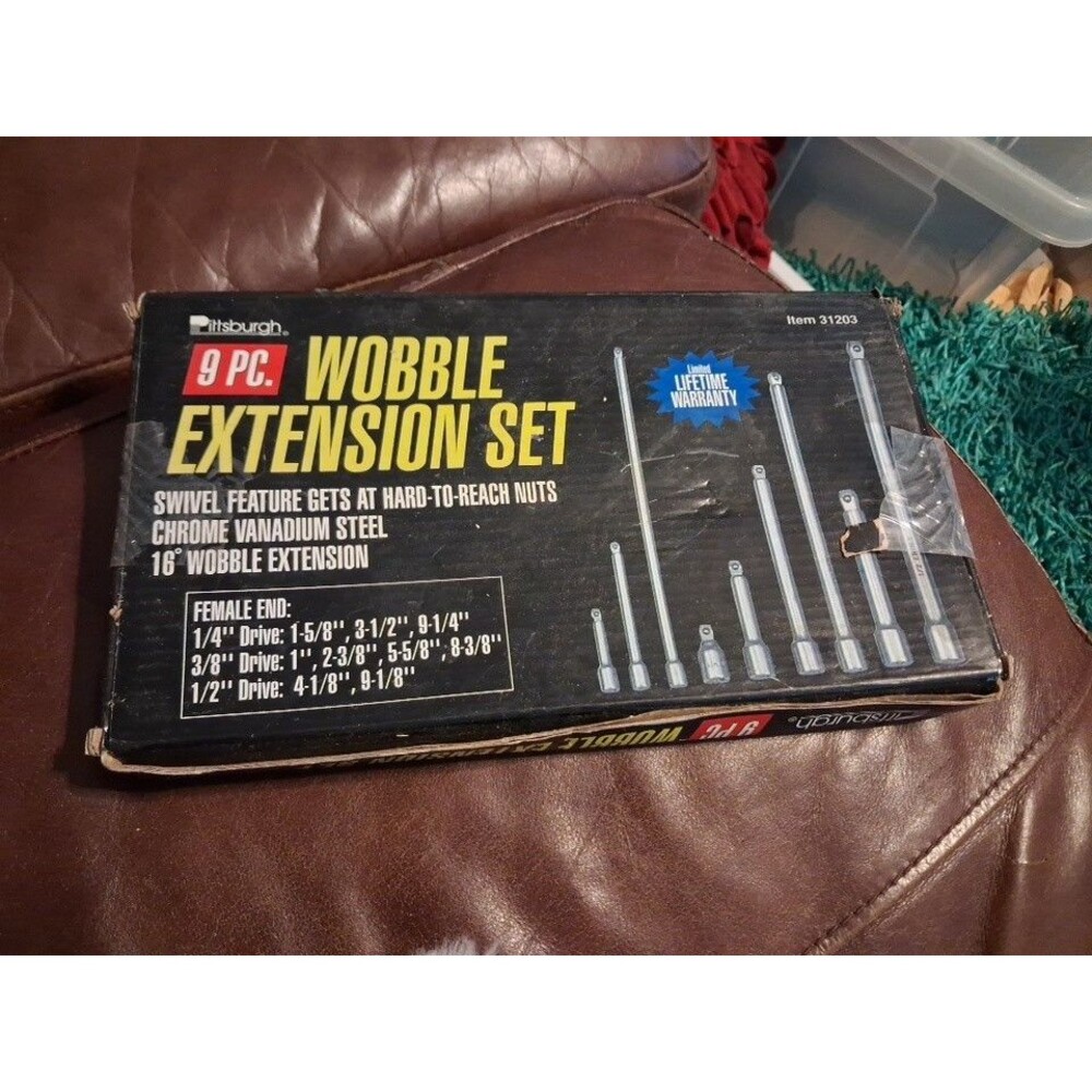 Wobble Extension set 1/4" 3/8" 1/2" Socket Ratchet Drive 9 pc. Pittsburgh